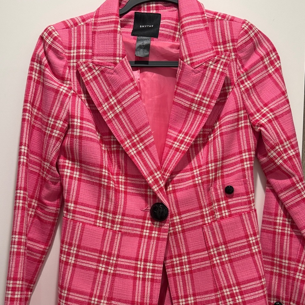 Smythe Hot Pink Plaid Tailored Blazer